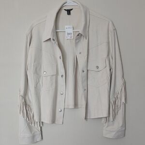 Versona Cream Fringe Jean Jacket